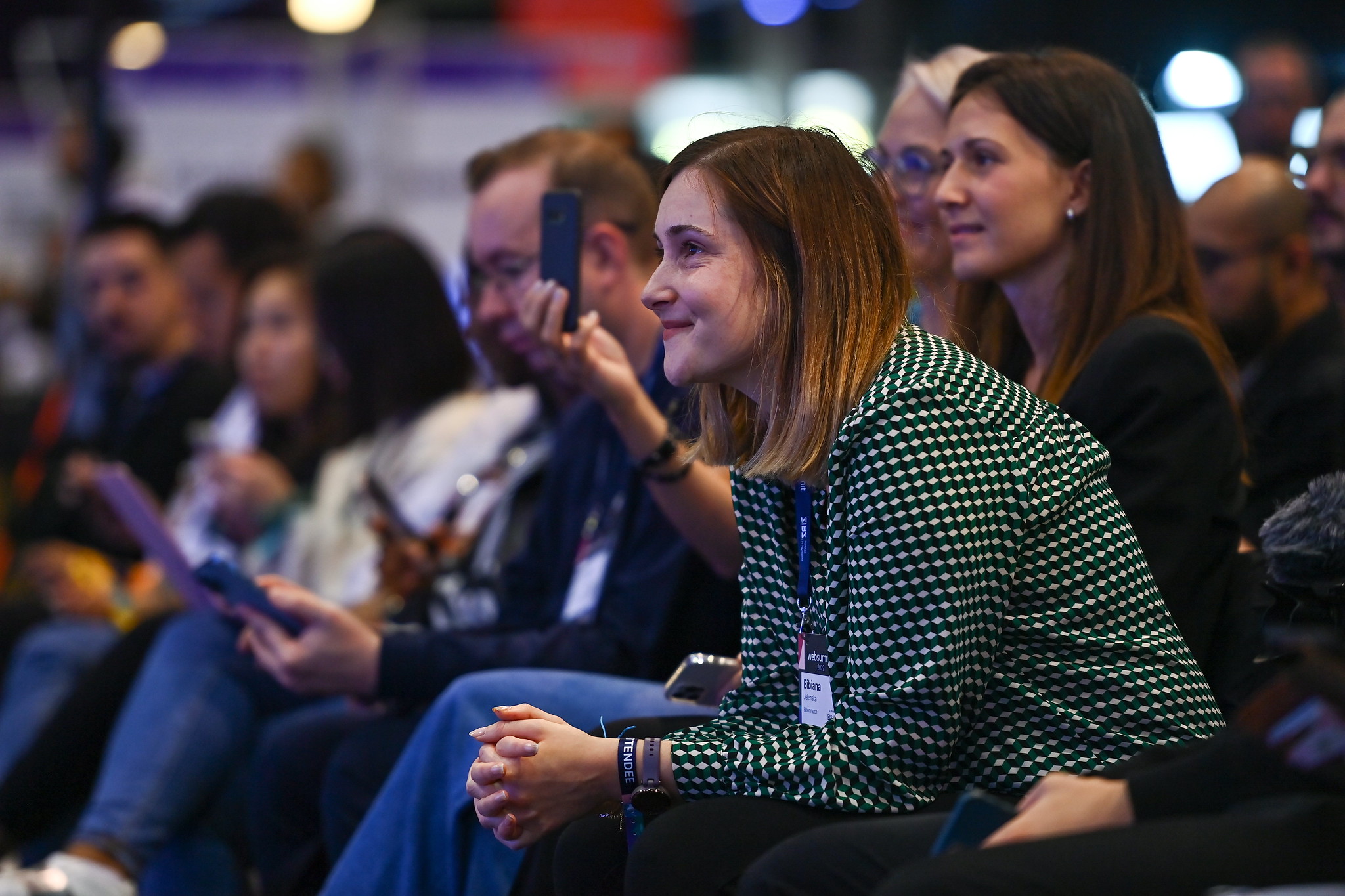 Attendees at Startup Showcase Stage during day three of Web Summit 2022 at the Altice Arena in Lisbon, Portugal.