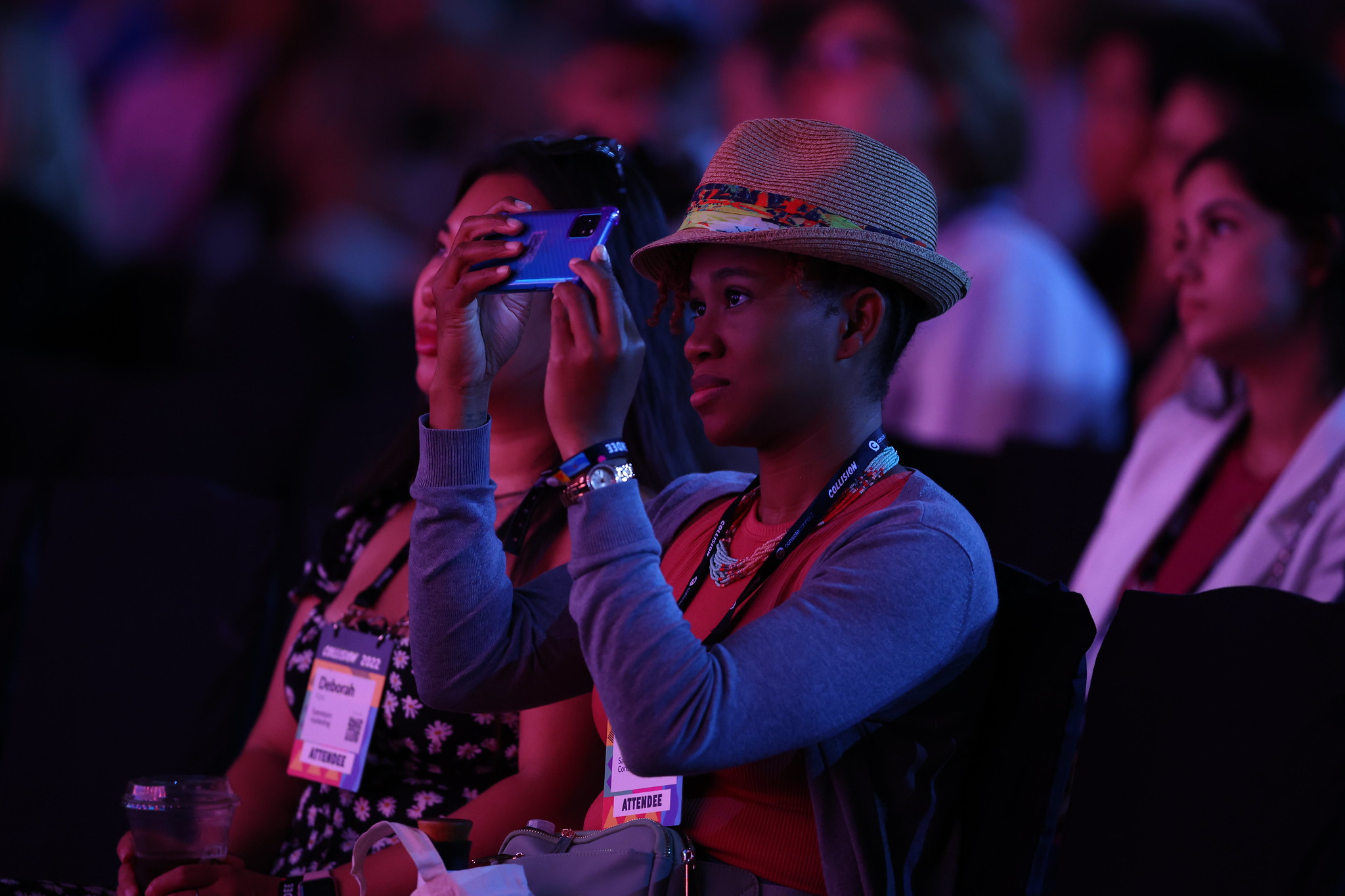 Attendees look on from Centre Stage during day three of Collision 2022 at Enercare Centre in Toronto, Canada.
