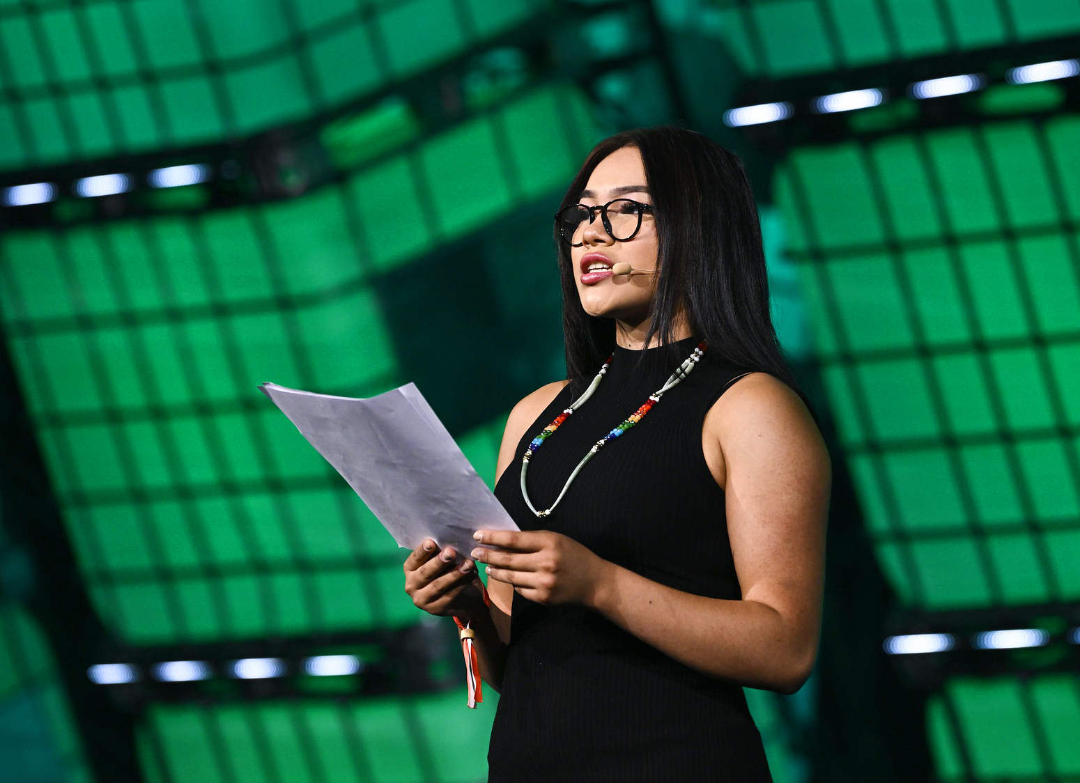 Autumn Peltier, Indigenous Rights & Water Activist on Planet Tech Stage during day two of Collision 2023 at Enercare Centre in Toronto, Canada