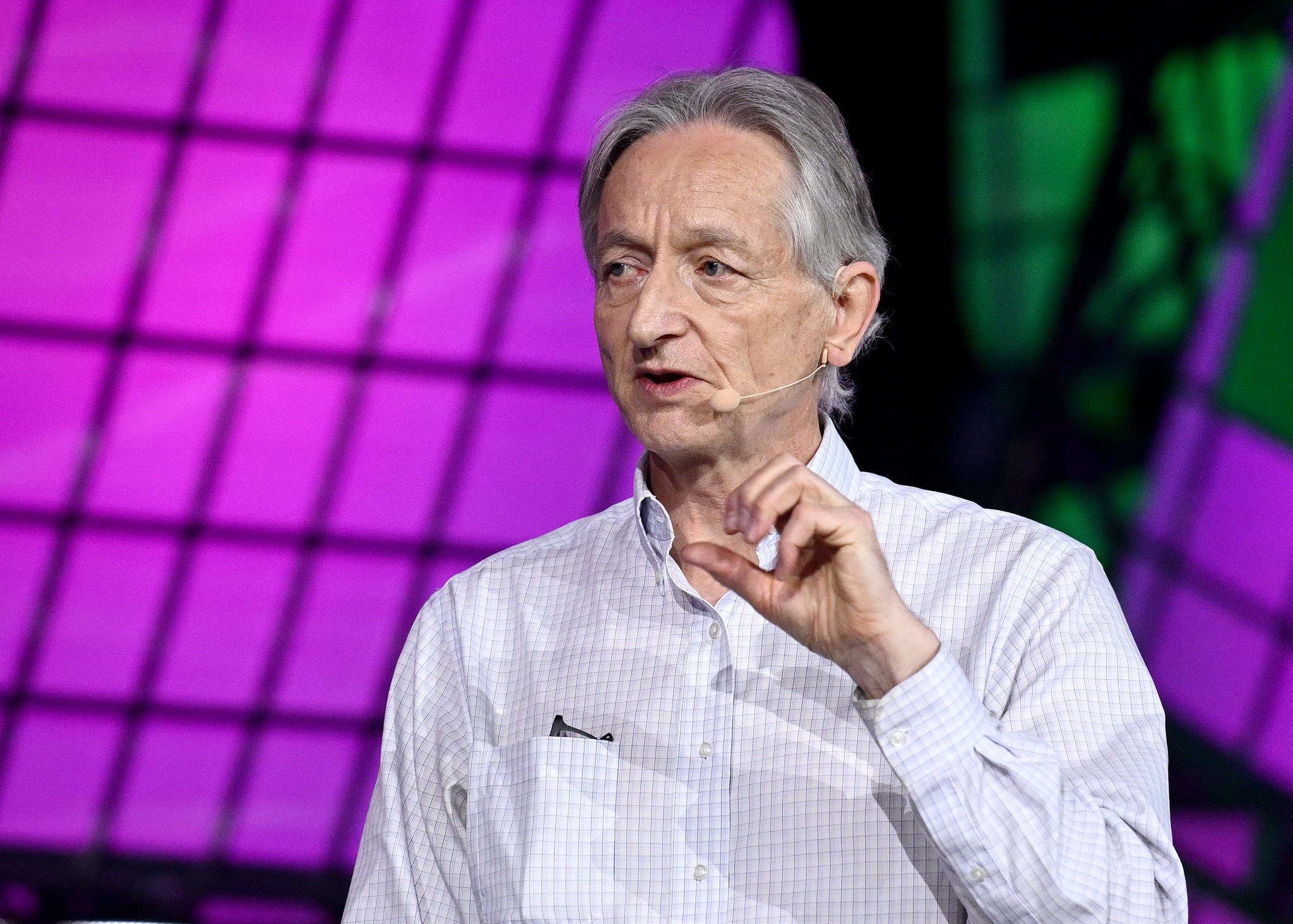 Geoffrey Hinton, Godfather of AI, University of Toronto, on Centre Stage during day two of Collision 2023 at Enercare Centre in Toronto, Canada