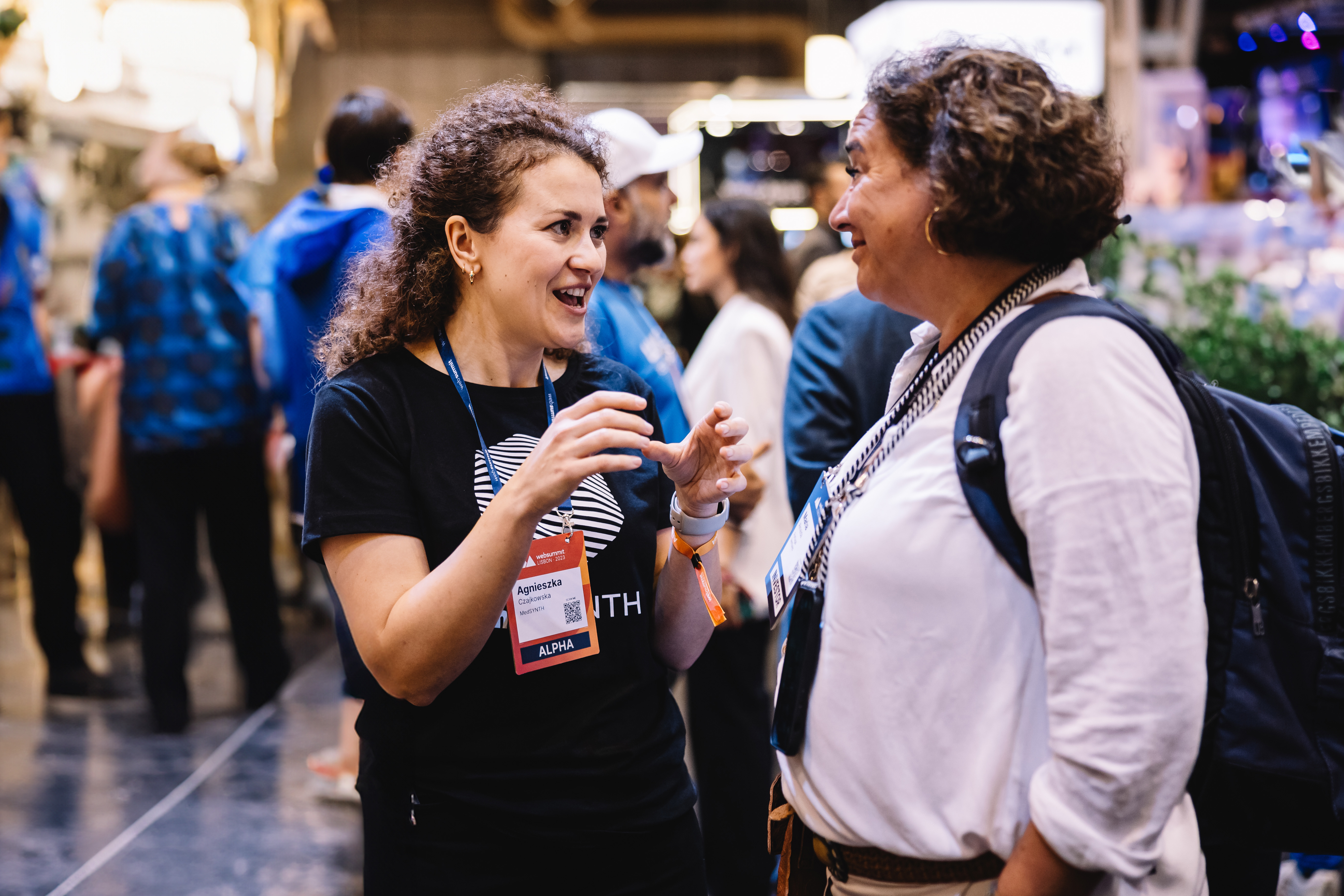 Attendees at the startup booths