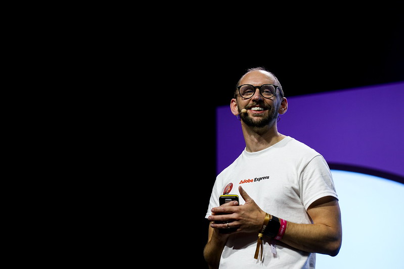 Andy Lambert, Senior Product Manager, Adobe Express, Adobe, on Creative Summit stage, during Web Summit Lisbon 2024